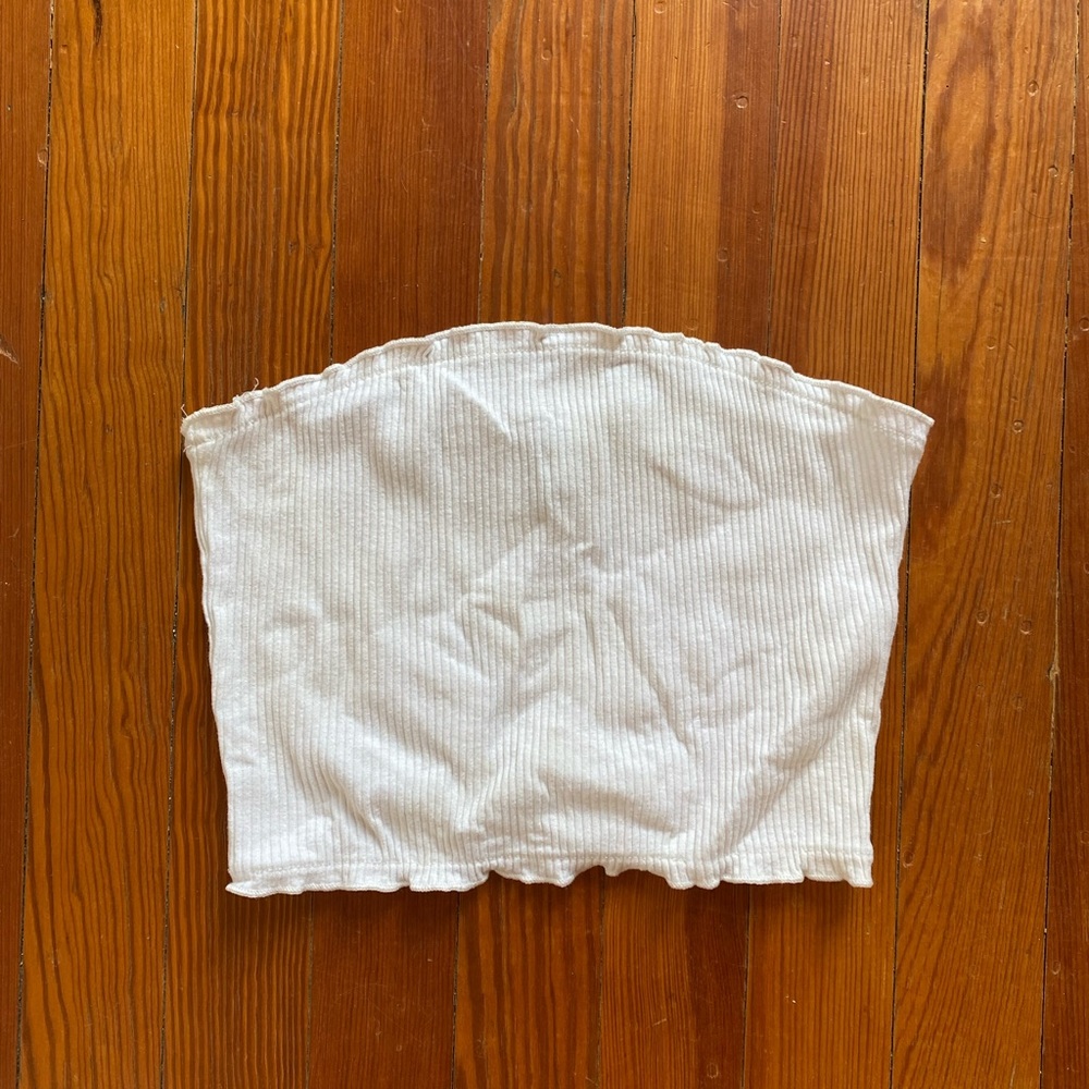 White Shein Ruffle Tube Top